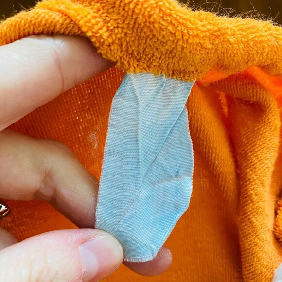 Vintage 1970s Orange Terrycloth Bathing Suit Cover Up Dress Size Small / Medium - Picture 9 of 11